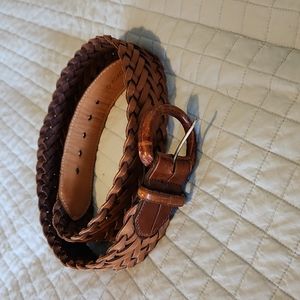 BRIGHTON Women’s Braided Cognac Woven Leather Belt 30